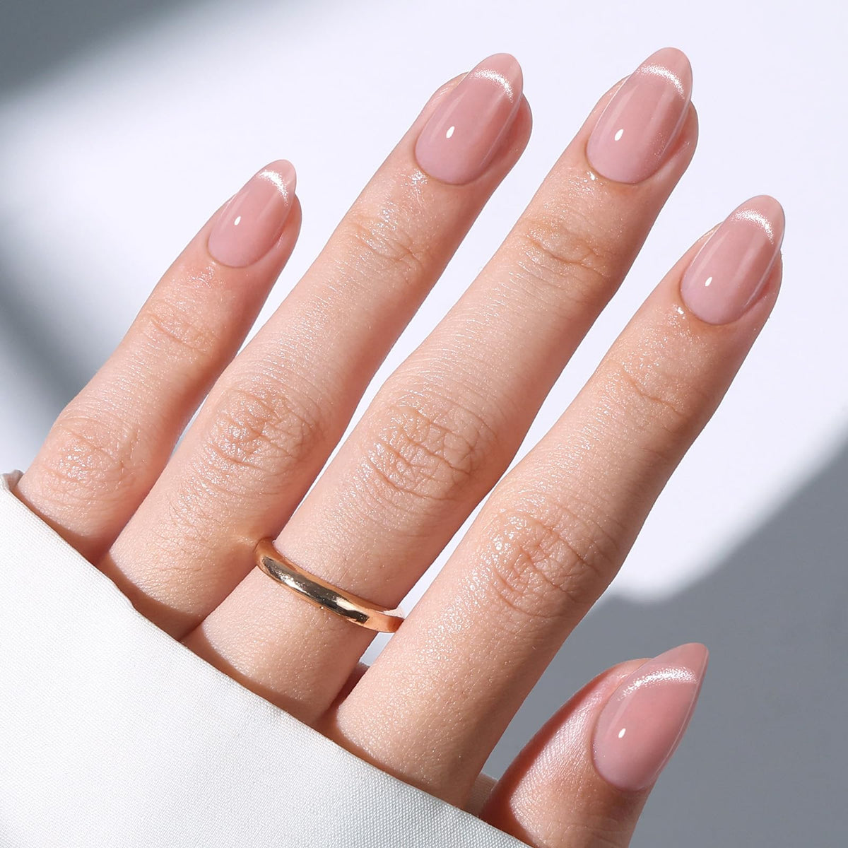 modelones Milky White Press On Nails Short Almond 32Pcs 16 Sizes Reusable