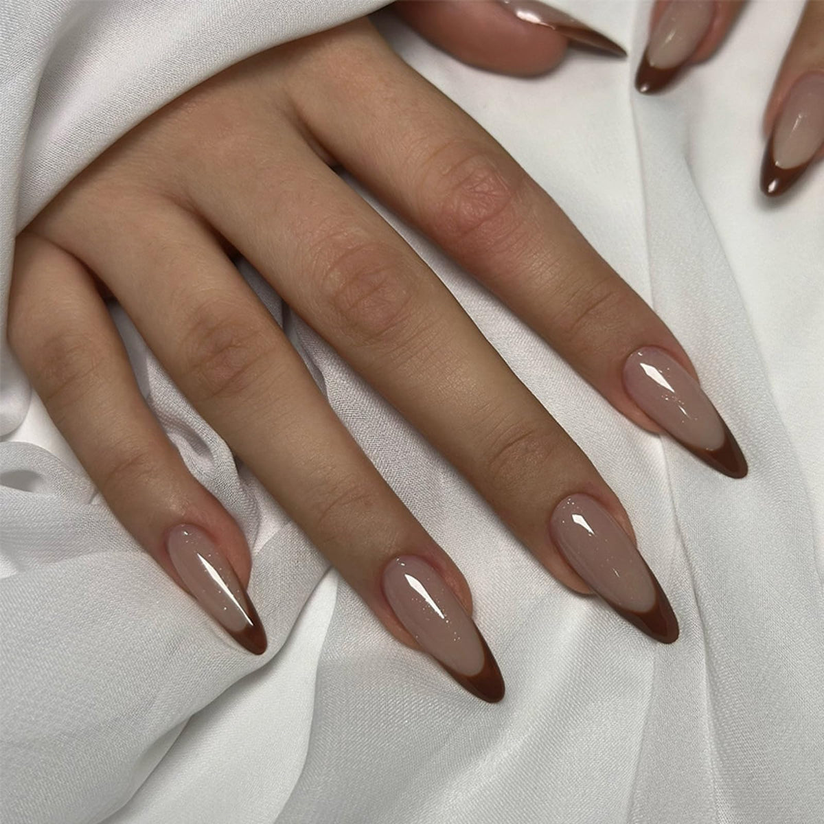 IMRAIN Long Press on Nails Stiletto Pink Fake Nails Rhinestone & Flower Designs Glossy Glue on Acrylic Nails Full Cover Luxury Bling Handmade Stick on False Nails for Women 24Pcs