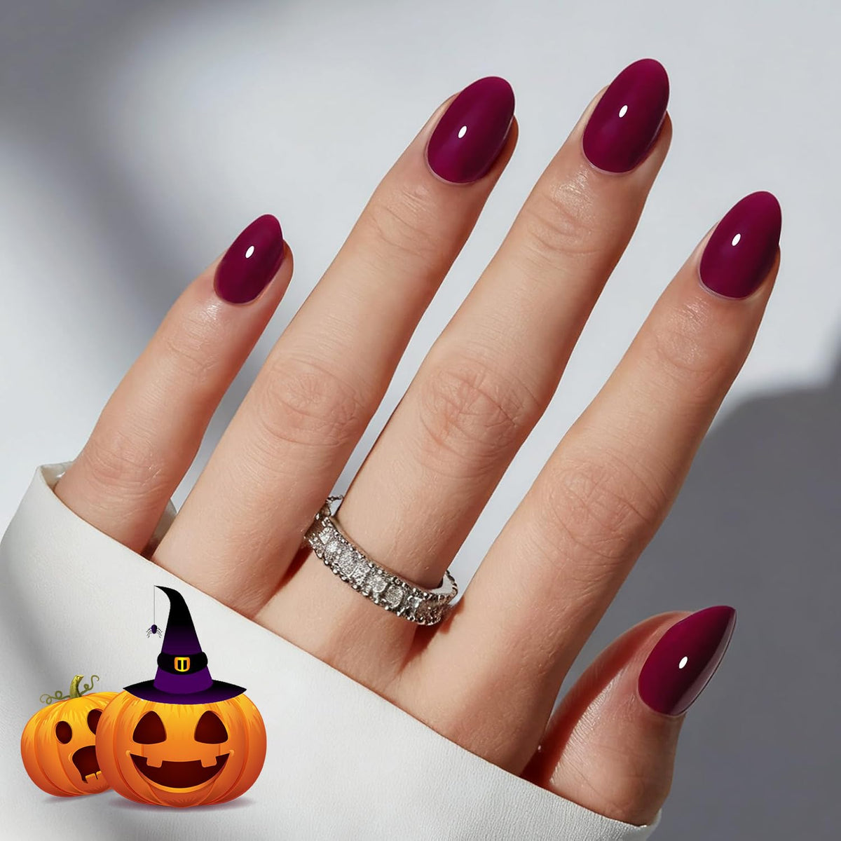 modelones French Tip Press On Nails, Short Oval Fake Nails Nails Press Ons