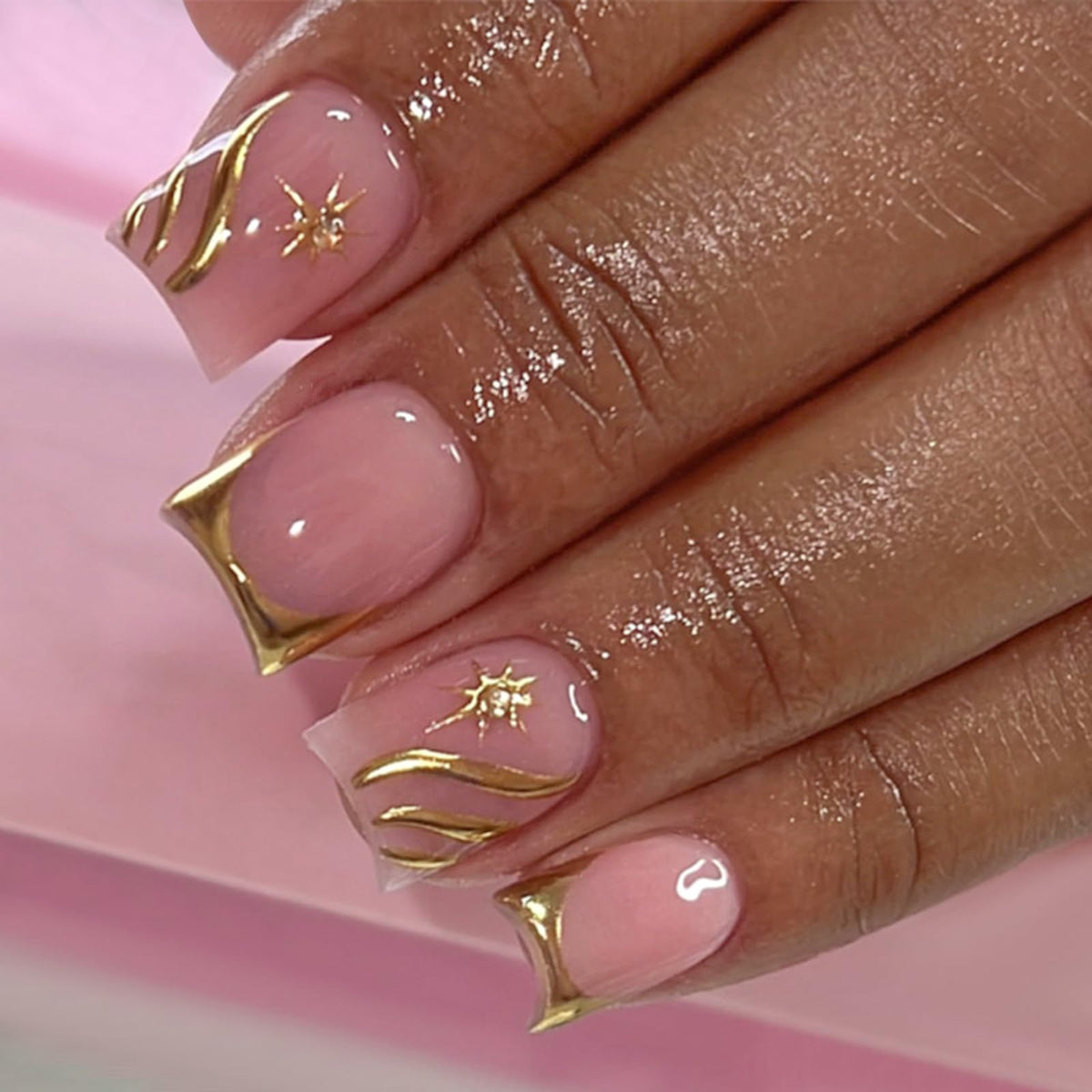 HOSAILY Medium Almond White French Tip Press on Nails 3D White Embossed Floral Designs Fake Nails Pearl Gold Glue on Nails Rhinestones Stick on Nails, 24PCS Bridal Luxury Nails for Women Daily Wedding