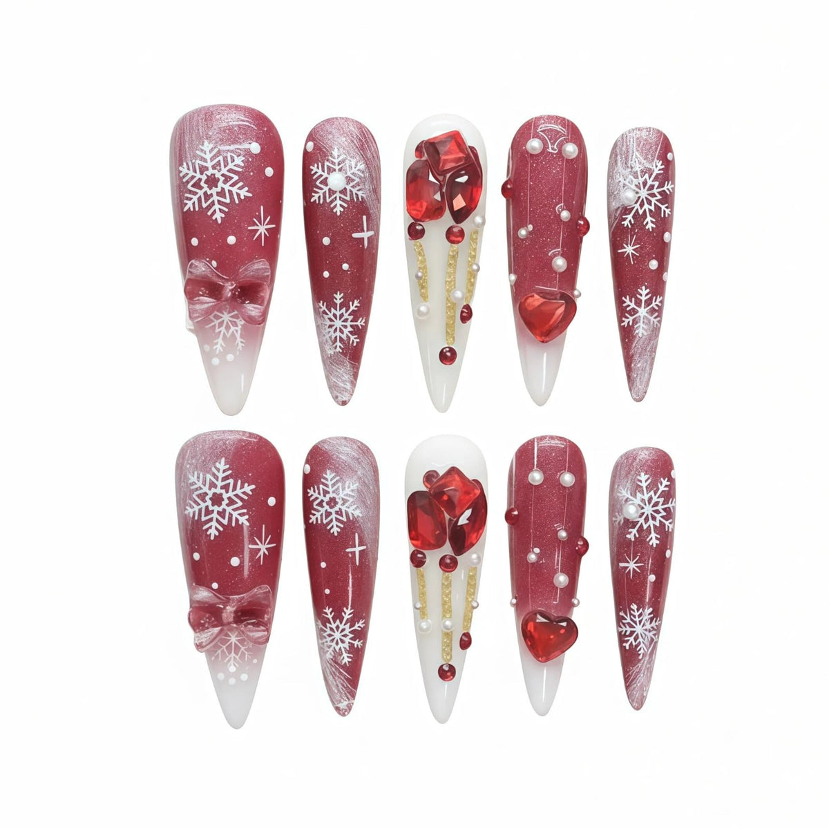 Gothic 3D Floral Press on Nails Medium Almond - Gold Cross & Rhinestone Design, Handmade Pearl Luxury Dark Romantic Reusable Nails (Orange Diamond Sweet Luxury,L)