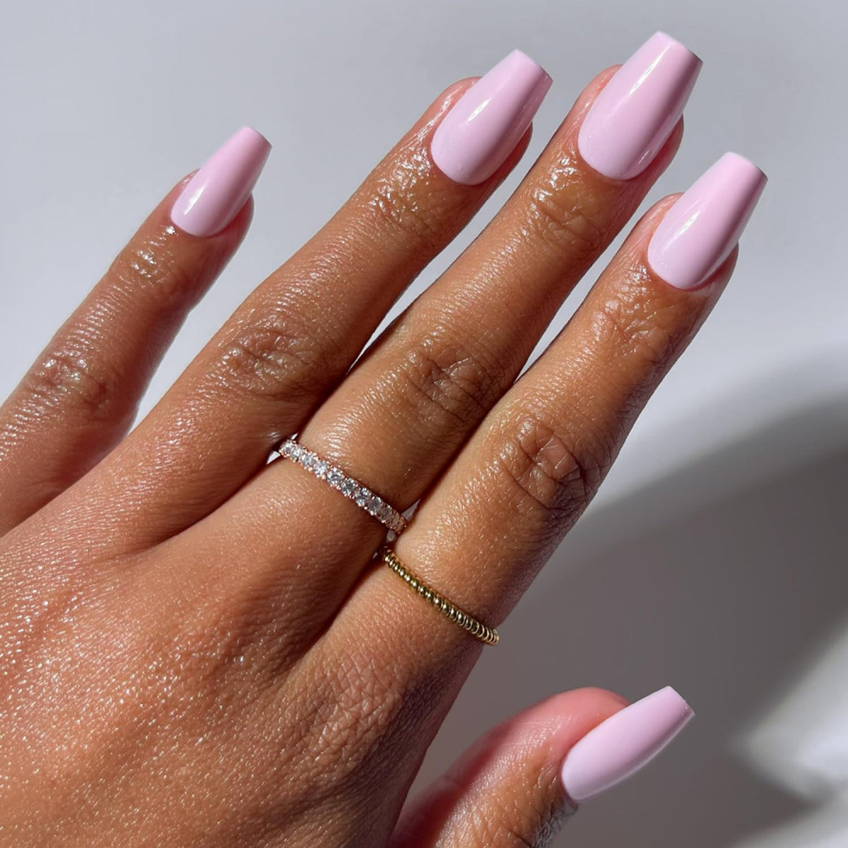Glamnetic Press On Nails - Medium Coffin, Glossy Fake Nails 30 Pc Full Kit