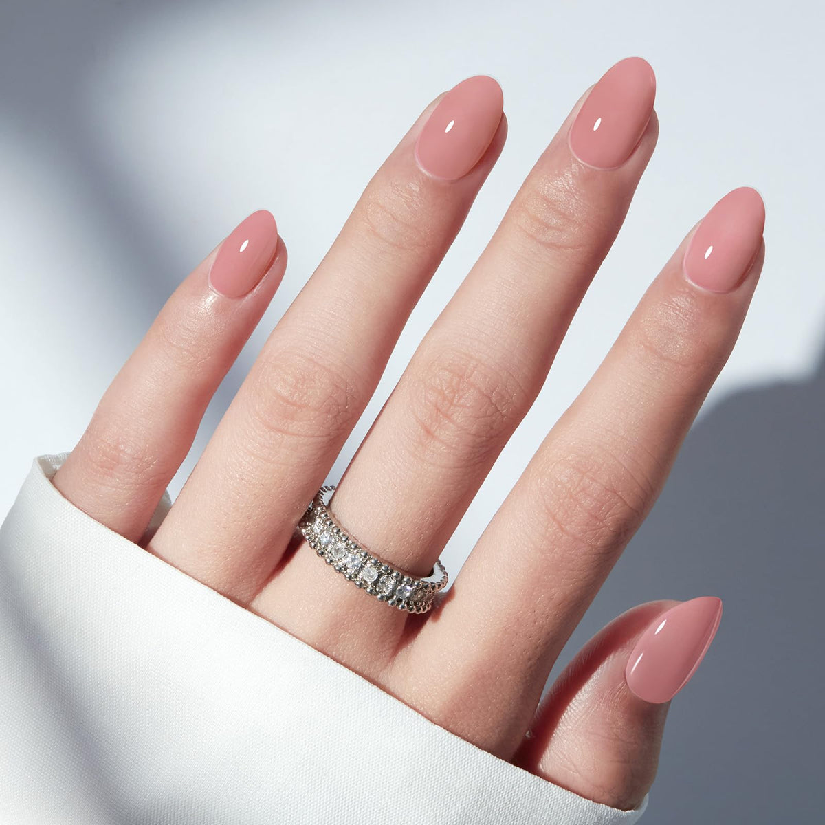 modelones French Tip Press On Nails, Short Oval Fake Nails Nails Press Ons