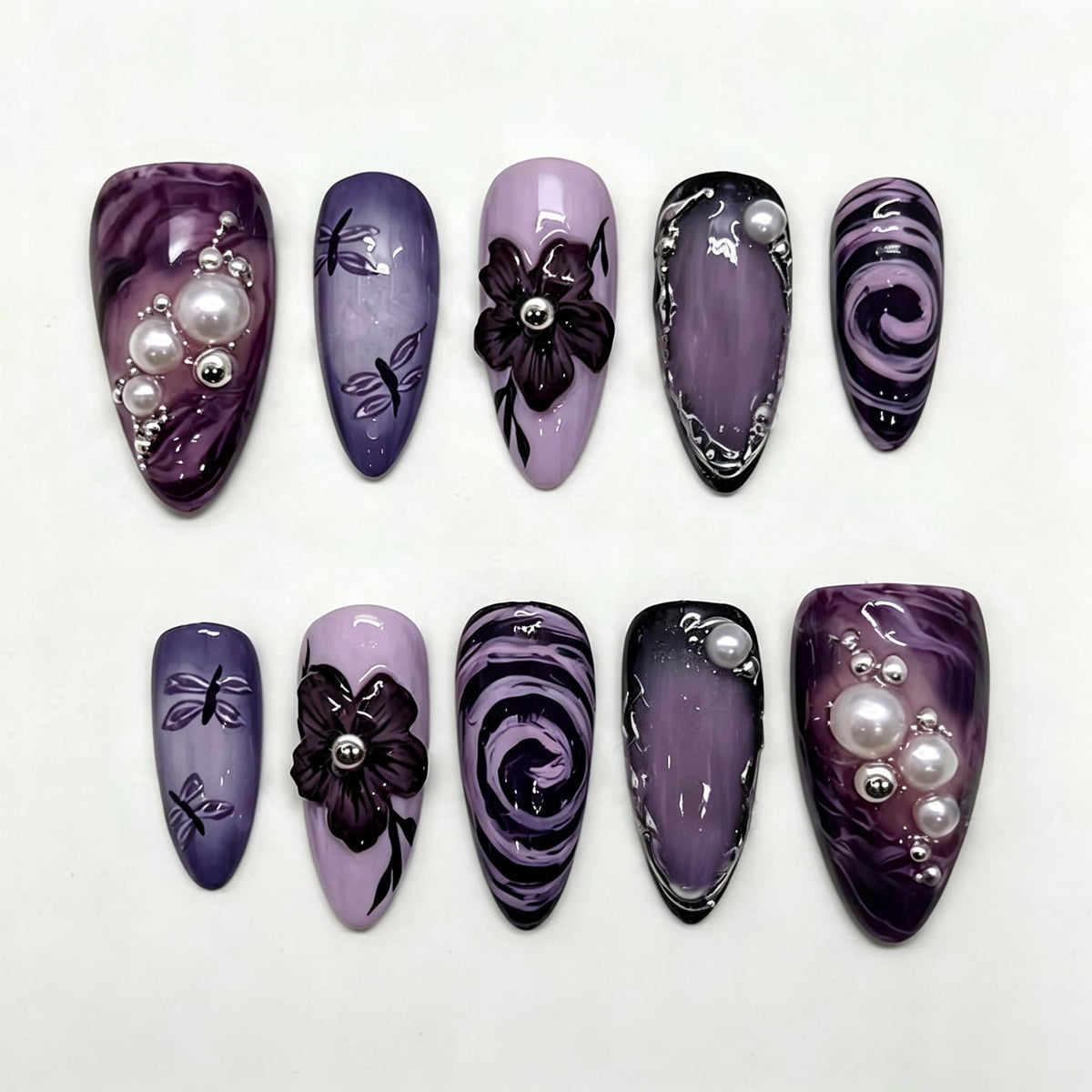 Short Almond Press on Nails Nude Ombre Glossy Fake Nail 30pcs