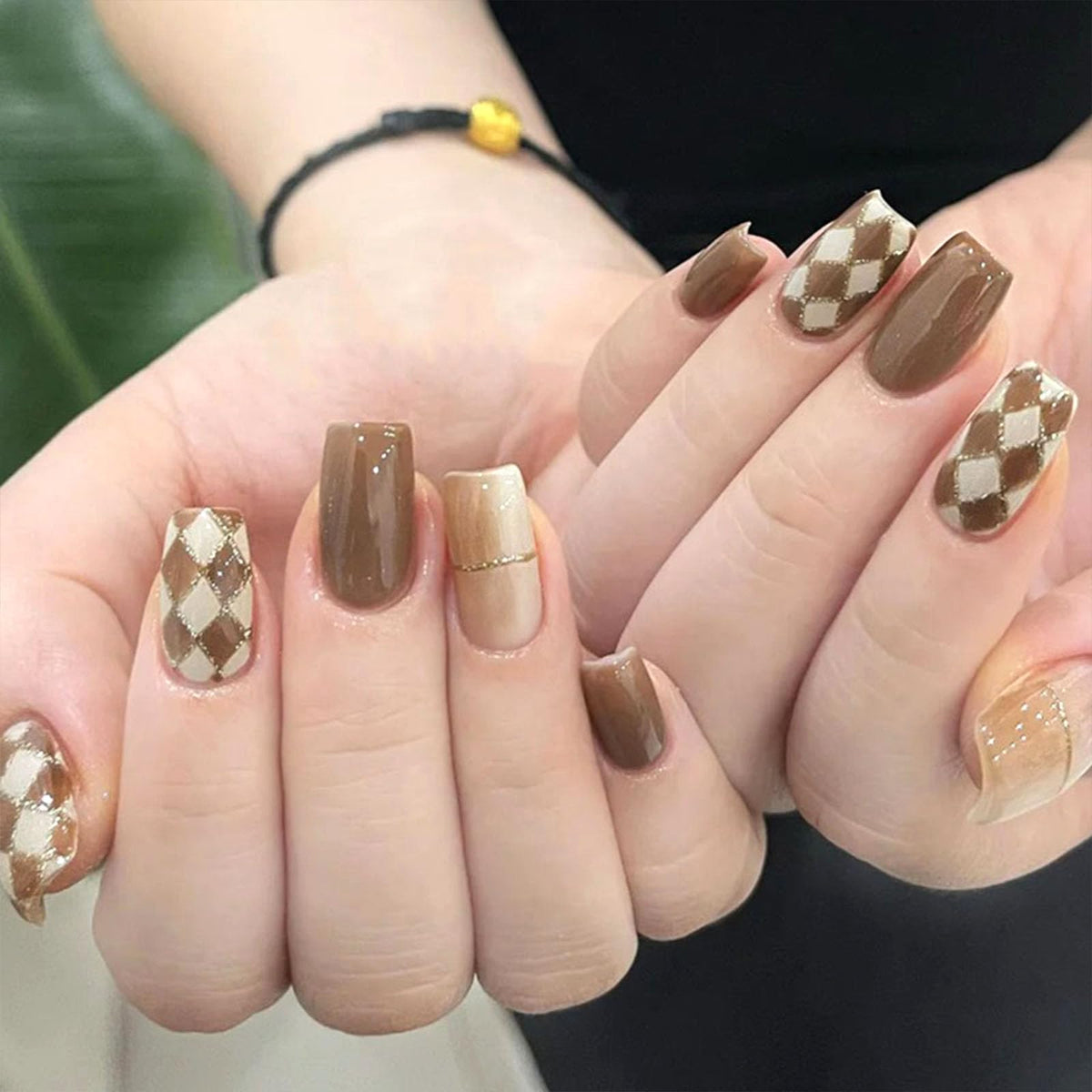 Medium Press on Nails Square White French Tip False Nails with Glitter Design Cute Fake Nails Light Pink Full Cover Nails Press ons Glossy Glue on Nails for Girls and Women 24Pcs