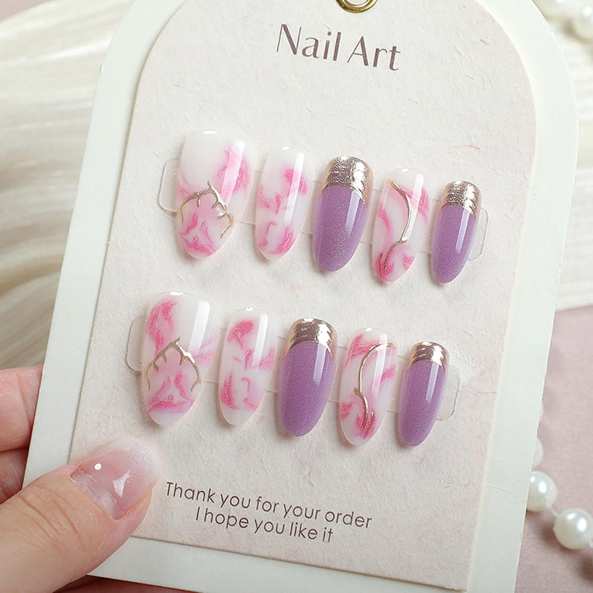 30Pcs Gold Star Moon Press on Nails Long Stiletto French Tip Fake Nails Press on 3D Chrome Gold Design Sun False Nails Irregular Gilded Lines Full Cover Purple Glossy Artificial Acrylic Nail for Women