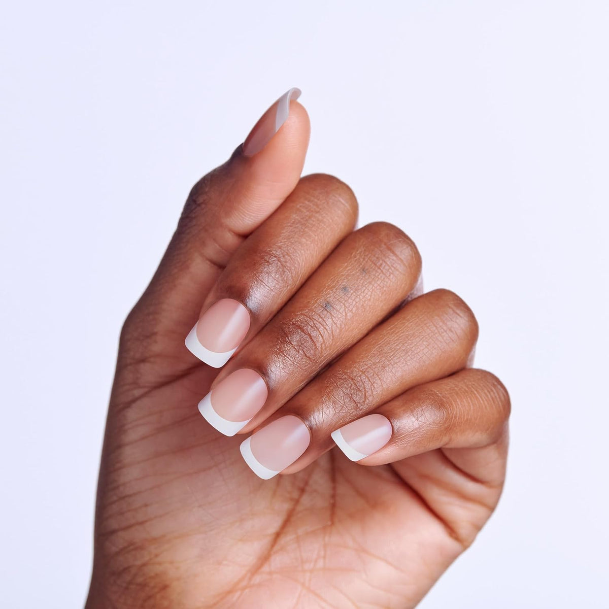 Kiss Impress No Glue Mani Press On Nails, Design, 'Chic French', White, Short Size, Squoval Shape, Includes 30 Nails, Prep Pad, 1 Manicure Stick, 1 Mini File
