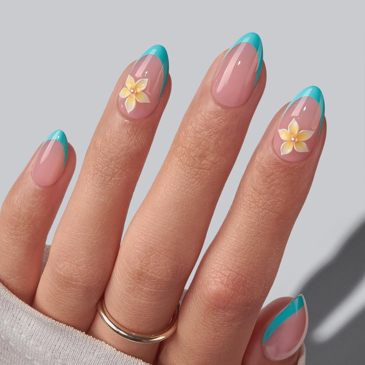 BTArtbox Press On Nails, Extra Short Almond Baby Pink Nails, 32Pcs Full Kit