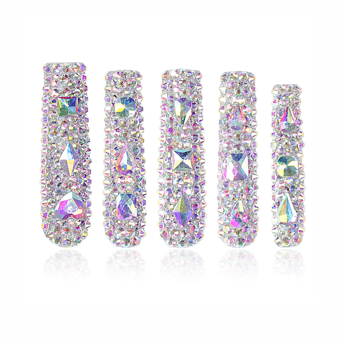 LOVFUL Gold Bling Press On Nails, Stunning Drill Glue On Nails, Luxury Fake Nails, Princess Nails | Handmade Nails l Fake Stick on nails | Square Long 2.2 in | H84(L)