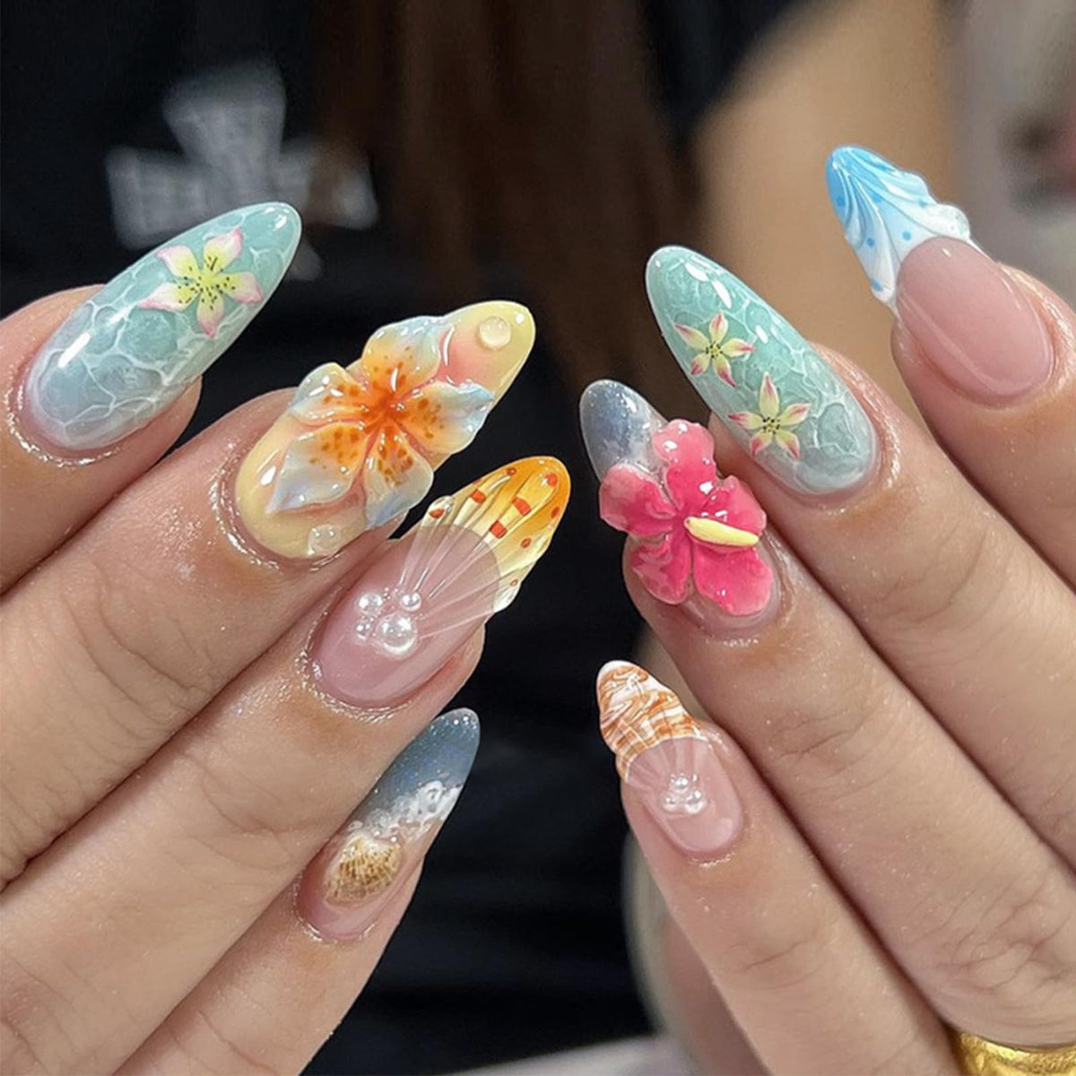 30Pcs Long Stiletto Press On Nails Gold Chrome Fake Nails with 3D Rhinestone Design Amber Gilding Nude Full Cover Acrylic Nails French Tip Glue On Nails Metal False Nails Luxury Manicure Set for Women