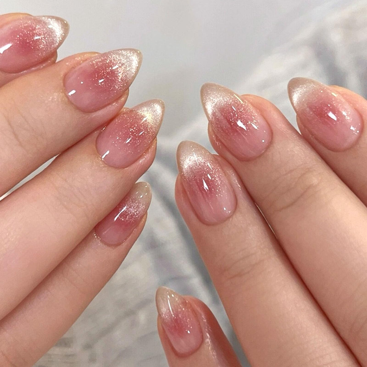 Short Press On Almond Fake Nails - Flower Acrylic Fall Nails Press Ons Full Cover Glue On Cute False Floral Stick On Nails for Women - 30 Pcs