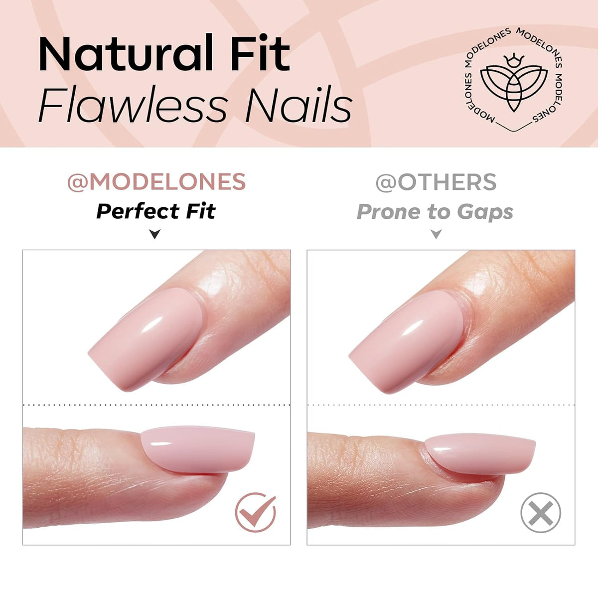 Modelones Extra Short Press on Nails, French Tips Squoval Fake Nails