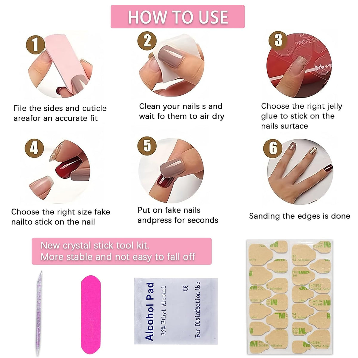 24Pcs White French Tip Press on Nails Square Medium Length Fake Nails White Ombre with Silver Glitter Designs Natural Glossy Artificial Acrylic Glue on Nails for Women Manicure Decoration