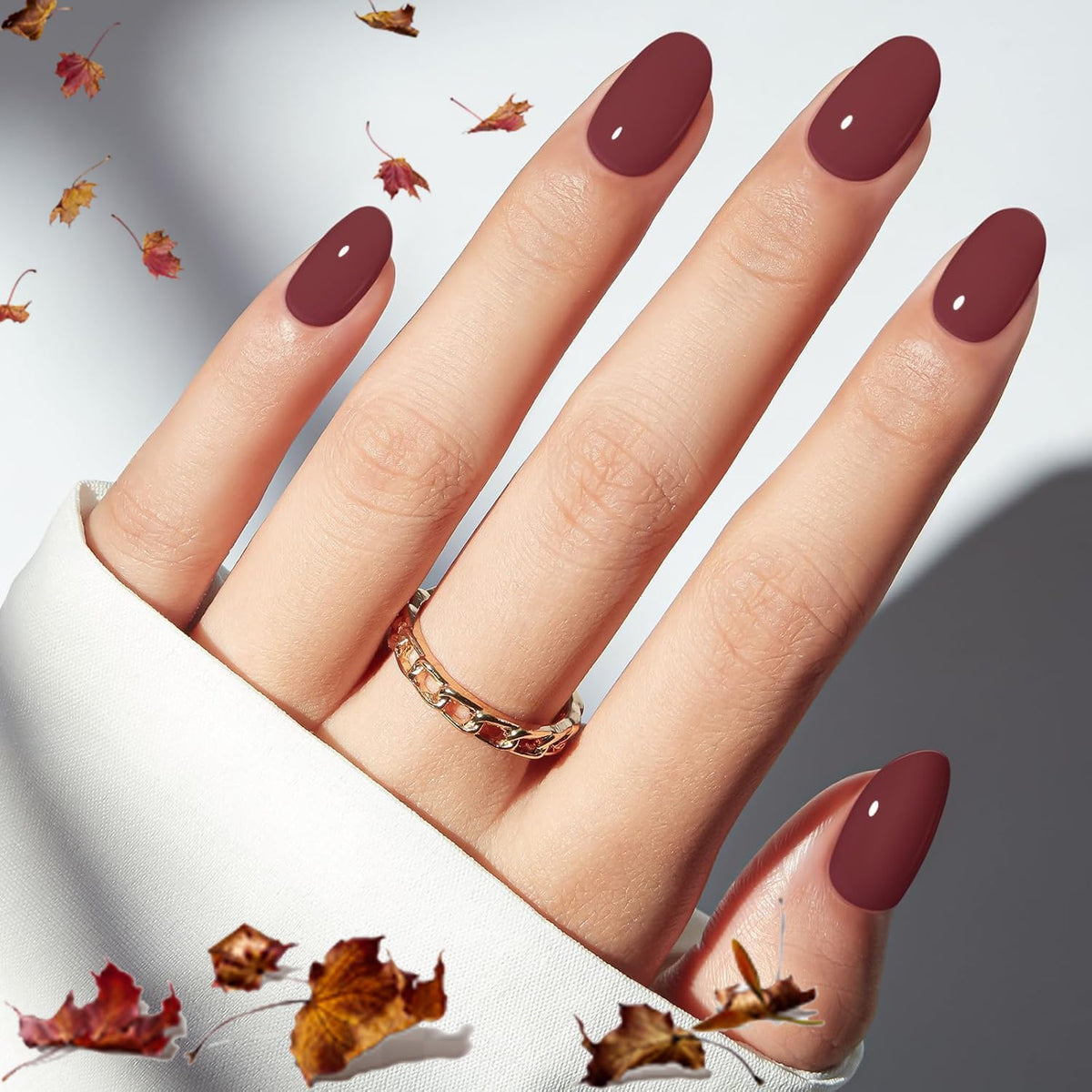 modelones French Tip Press On Nails, Short Oval Fake Nails Nails Press Ons