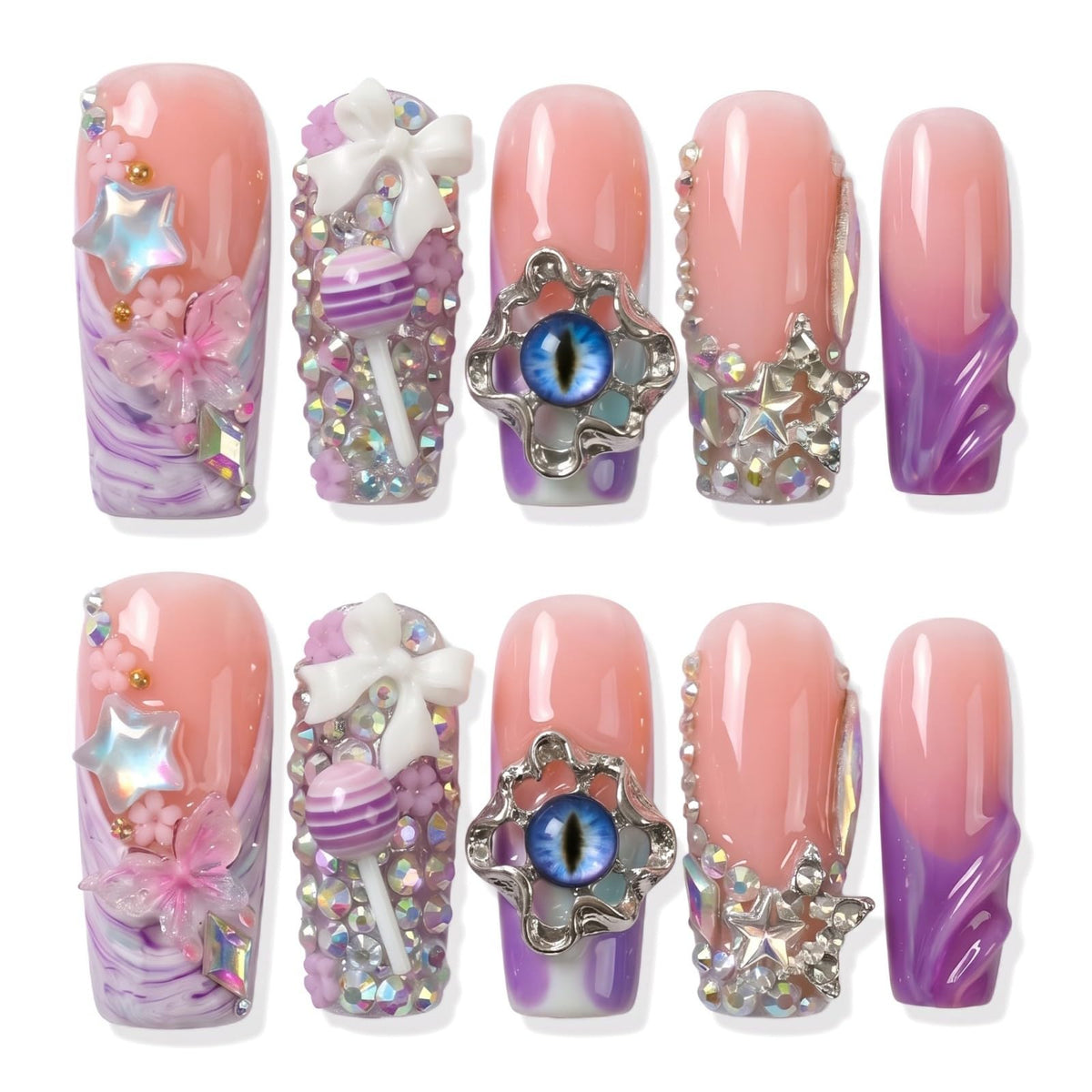 xl Square Handmade Press on Nails Long Luxury Acrylic Fake Nails