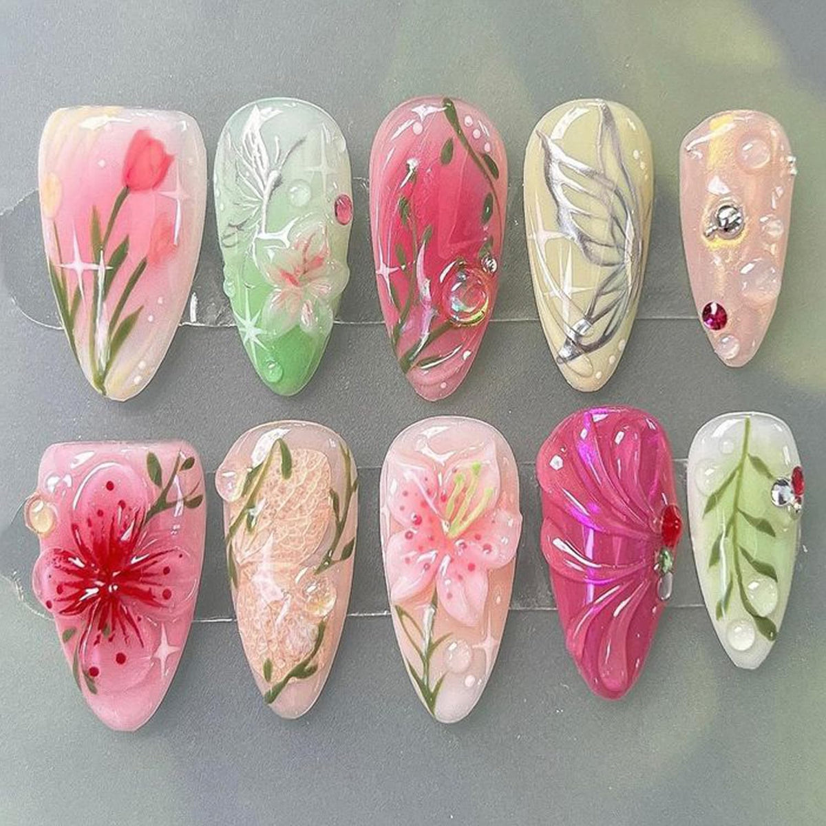 30Pcs Gold Star Moon Press on Nails Long Stiletto French Tip Fake Nails Press on 3D Chrome Gold Design Sun False Nails Irregular Gilded Lines Full Cover Purple Glossy Artificial Acrylic Nail for Women