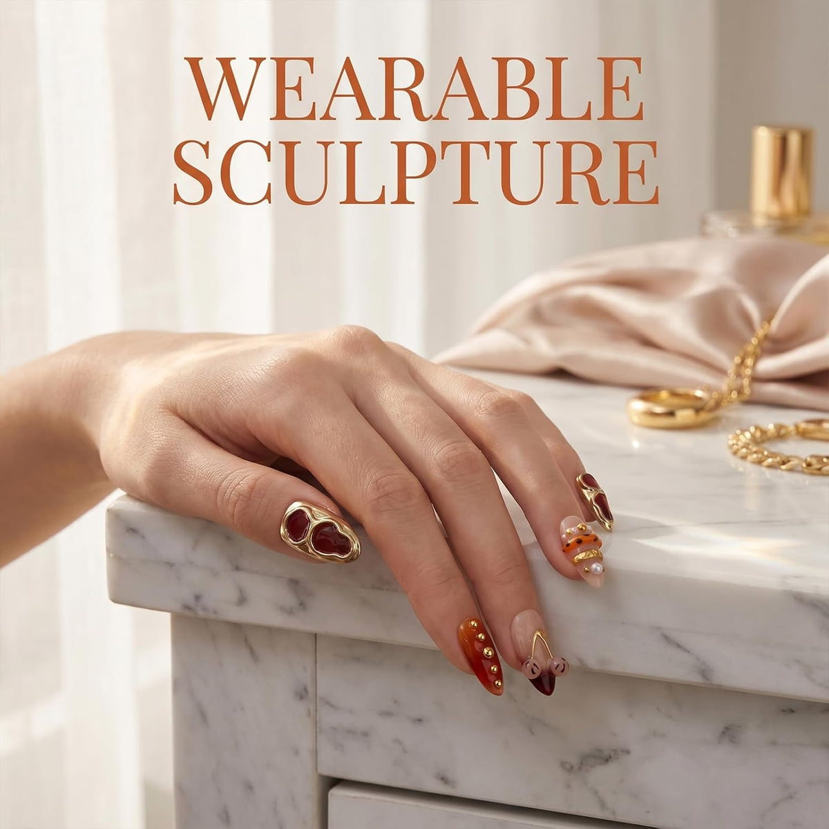Luxury Handmade Press on Nails Medium Almond (Size M)