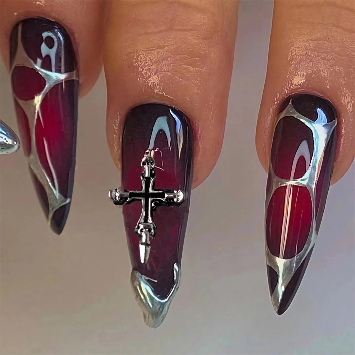 BABALAL Press On Nails, Extra Long Stiletto Fake Nails, Nude Pink, Crystal Rhinestone & Diamond Accents, Glossy Luxury Wedding Party Glue On Nails for Women and Girls 24Pcs