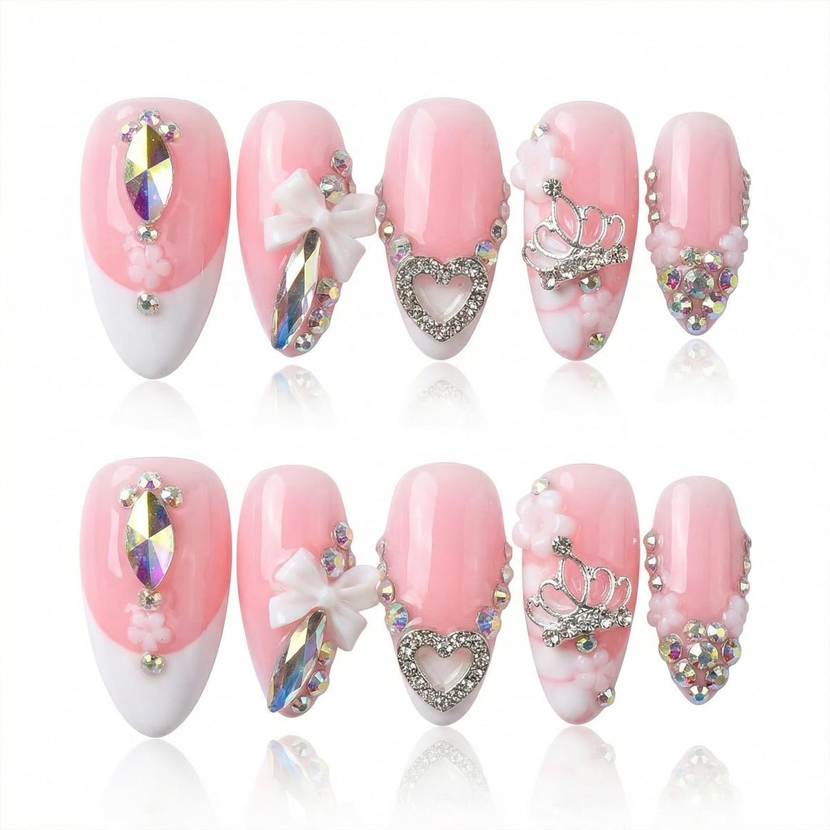 Luxury Handmade Press on Nails Medium Almond (Size M)
