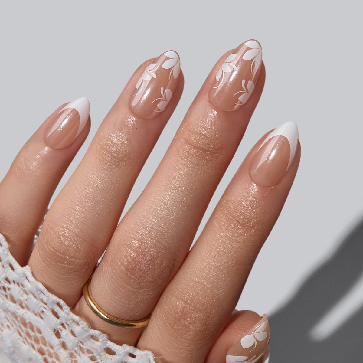 BTArtbox Press On Nails, Extra Short Almond Baby Pink Nails, 32Pcs Full Kit
