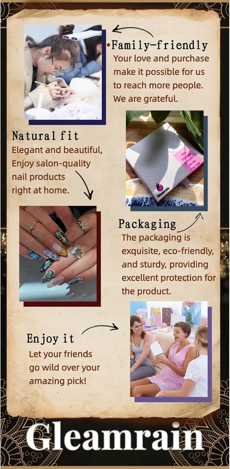 Handmade Press on Nails M Size 10 Pcs