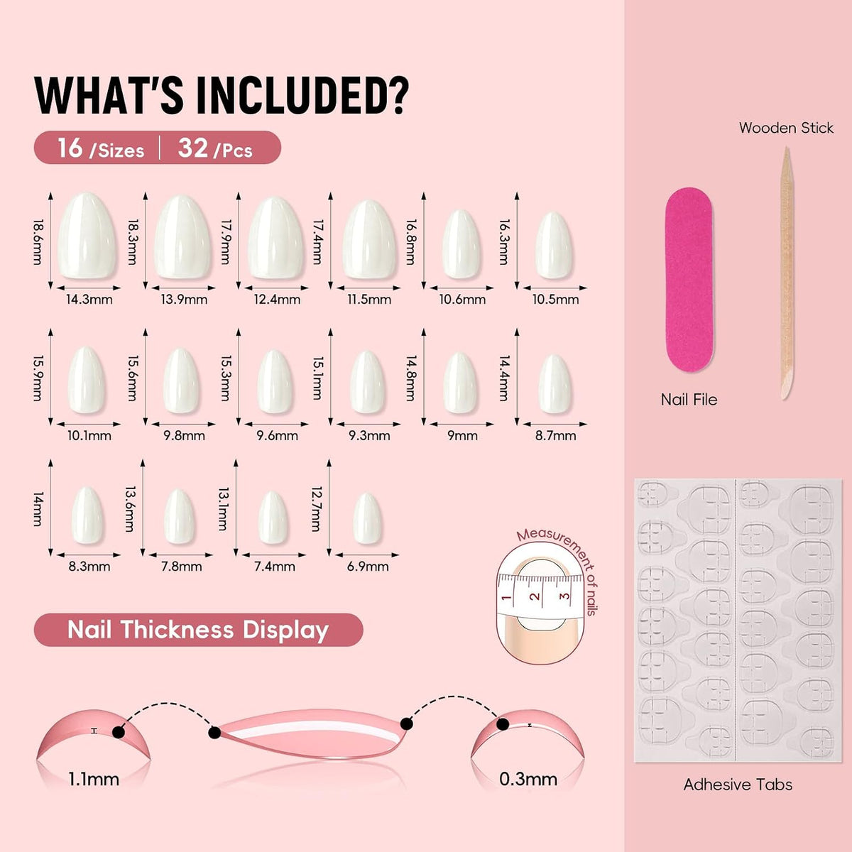 Pearl White Chrome Press on Nails Short Oval-Bling Glazed Design Chrome Glue on Nail, Salon Quality Shiny Full Cover Stick on Natural Fake Nail with Full Nail Kit for Women Bridal Wedding 32PCS