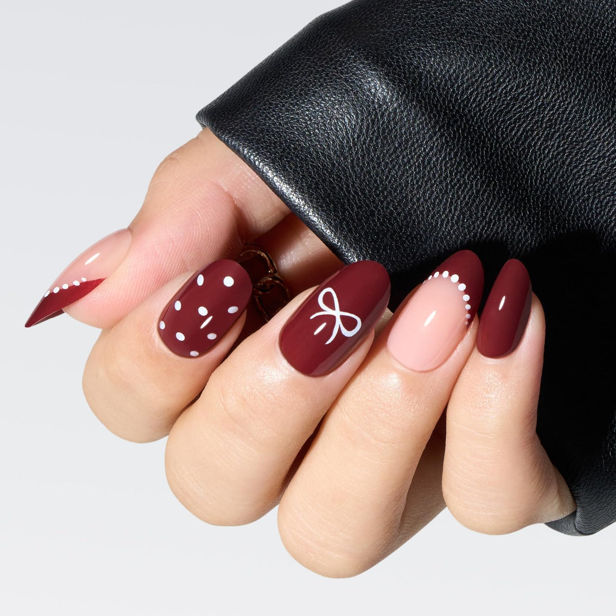 modelones Milky White Press On Nails Short Almond 32Pcs 16 Sizes Reusable