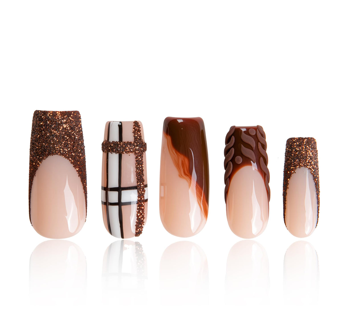 LOVFUL Gold Bling Press On Nails, Stunning Drill Glue On Nails, Luxury Fake Nails, Princess Nails | Handmade Nails l Fake Stick on nails | Square Long 2.2 in | H84(L)