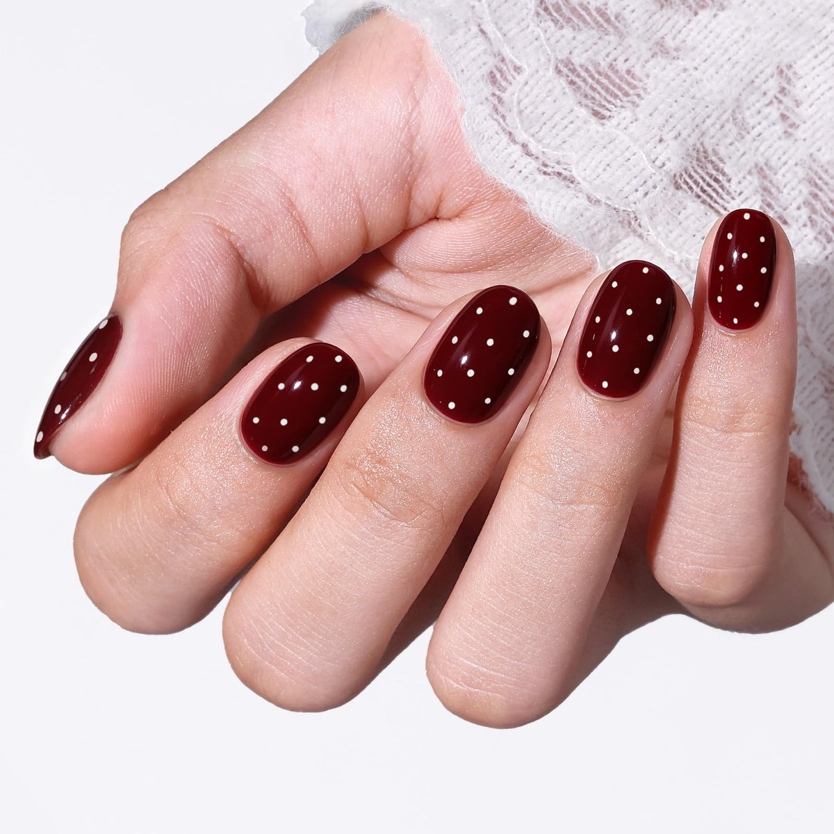 modelones French Tip Press On Nails, Short Oval Fake Nails Nails Press Ons