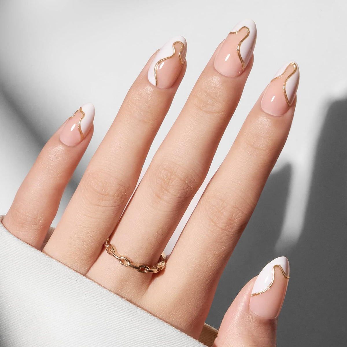 Modelones Extra Short Press on Nails, French Tips Squoval Fake Nails