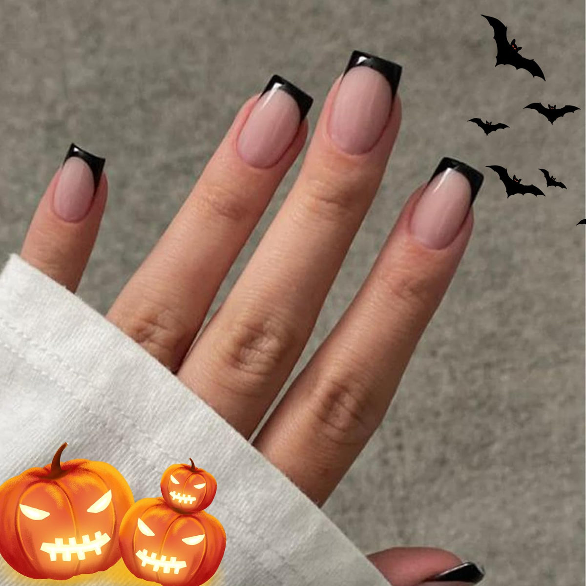 Modelones Extra Short Press on Nails, French Tips Squoval Fake Nails