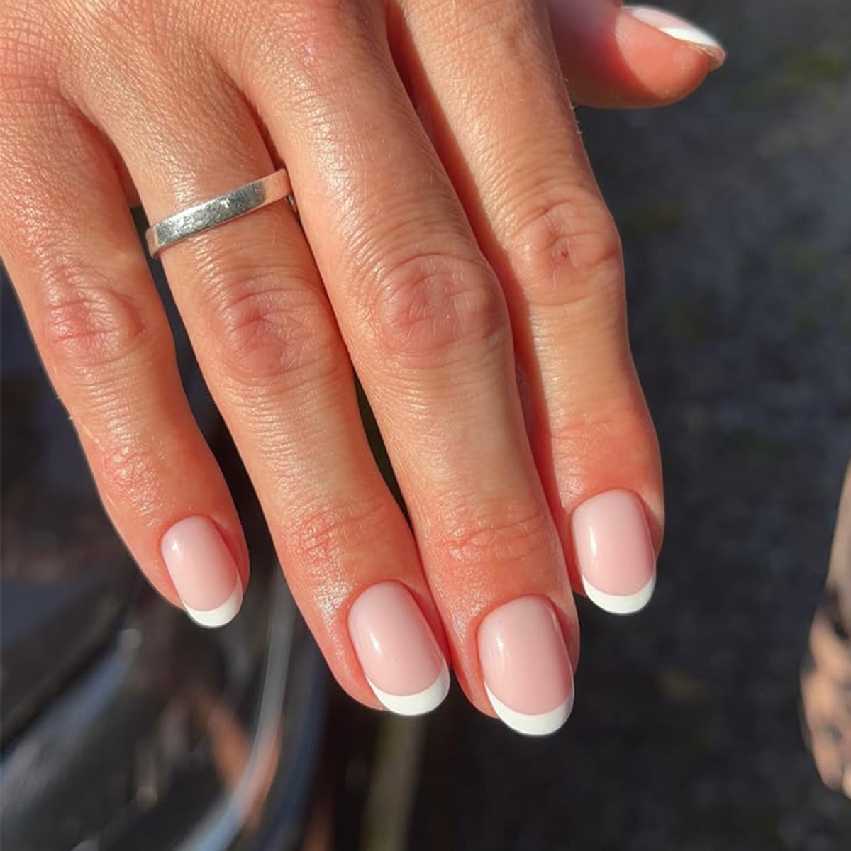 Modelones Extra Short Press on Nails, French Tips Squoval Fake Nails