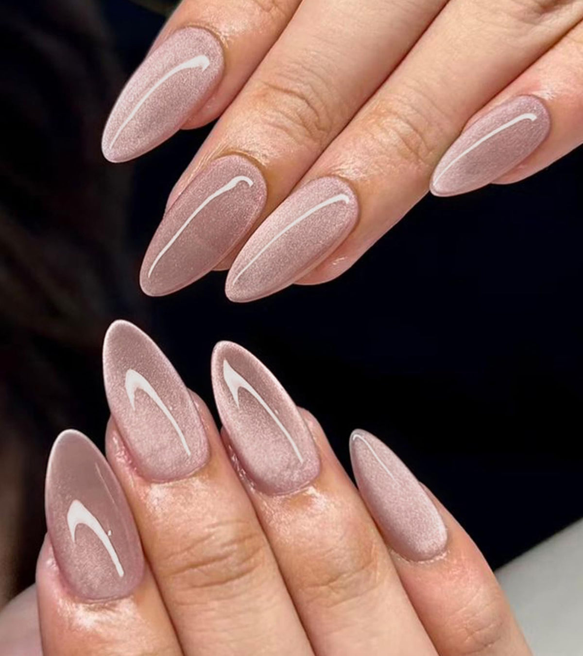 Artquee Press on Nails Short Soft Pink Almond False Tips Glossy Reusable Fake Stick on Nails Kit for Women - 32 Pcs 16 Sizes