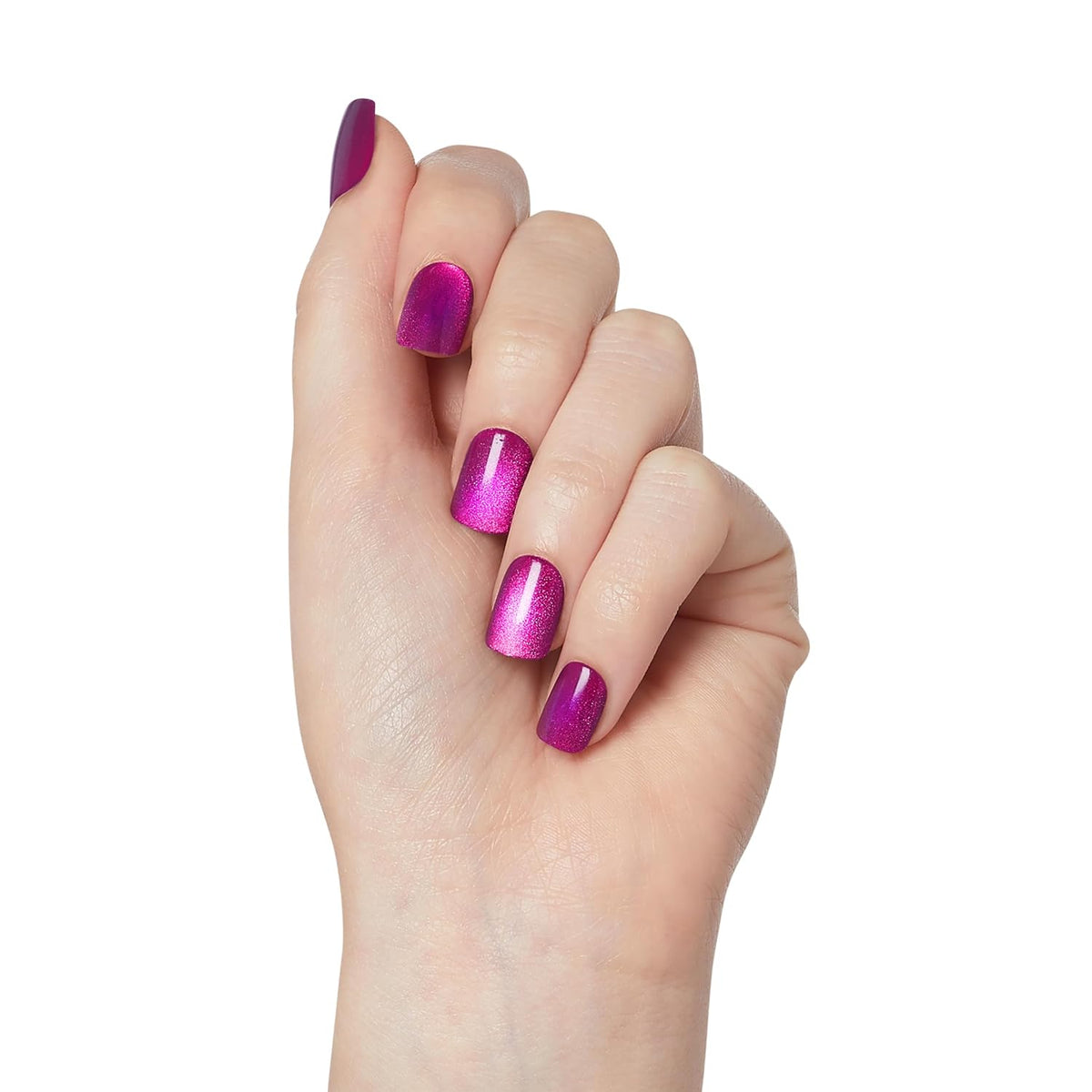 Kiss colorFX by Impress Press On Nails, Levels, 30 No Glue Peel and Stick Nails Kit with IMPROVED Adhesive, Pink Squoval Chrome Effect, Includes Prep Pad, Manicure Stick & Mini File