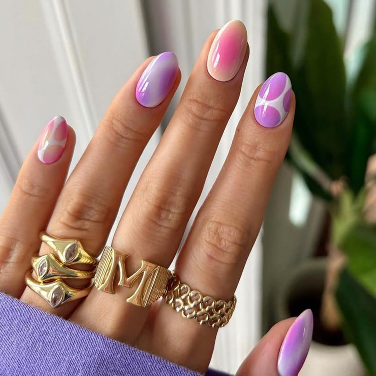 Almond Press on Nails Pink Glitter Bridal Designs Medium Fake Nails with 3D Bow Rhinestones Accent Glossy Wedding Manicure for Bride Bridesmaid Women 24 Pcs