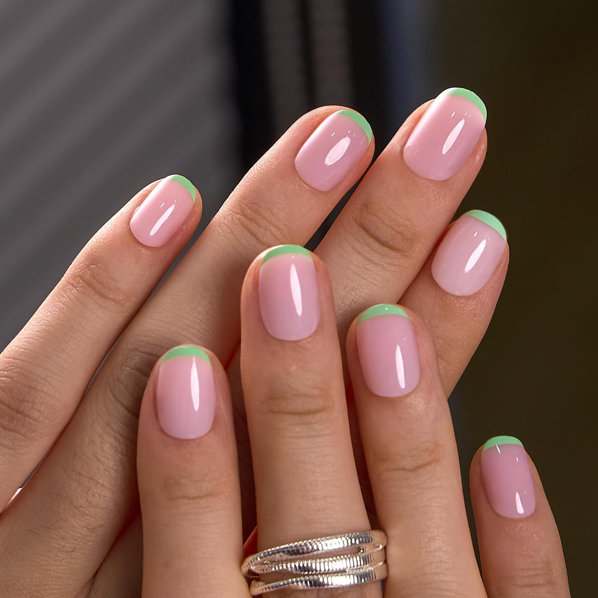 CurvLife Extra Short Oval Press On Nails, Nude Peach Pink, Soft Gel