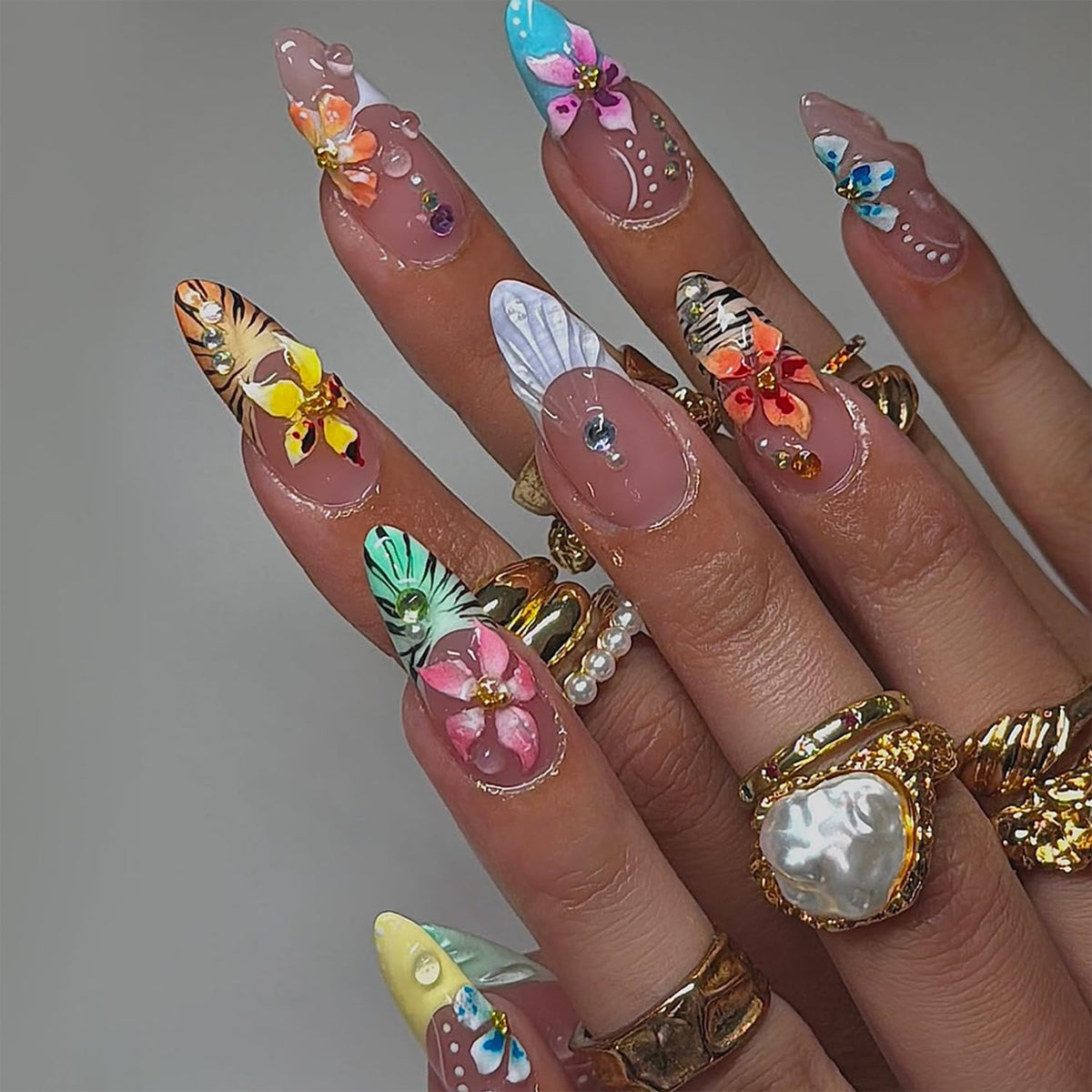 Almond Press on Nails Pink Glitter Bridal Designs Medium Fake Nails with 3D Bow Rhinestones Accent Glossy Wedding Manicure for Bride Bridesmaid Women 24 Pcs