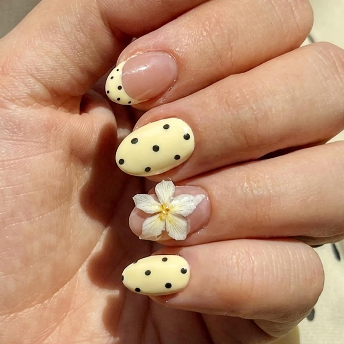 Bridal Press on Nails Short Almond Nude 3D White Floral Lace Pearl Wedding