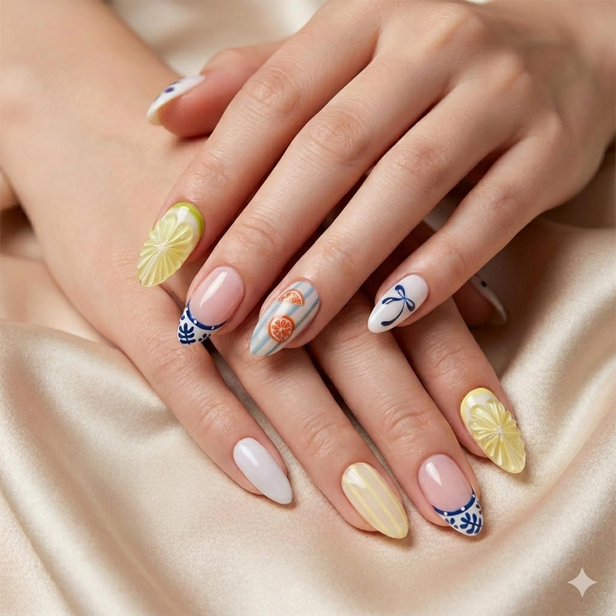 Short Almond Press on Nails Nude Ombre Glossy Fake Nail 30pcs