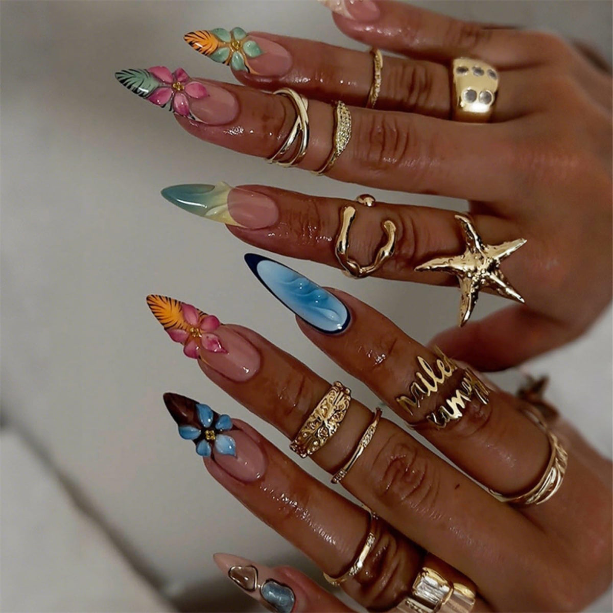 Rhinestone Press on Nails White French Tip Fake Nails with 3D Bow Design Glossy Full Cover Stick on Nail Sparkly Luxury Long Stiletto Nail Press ons for Women, 24Pcs