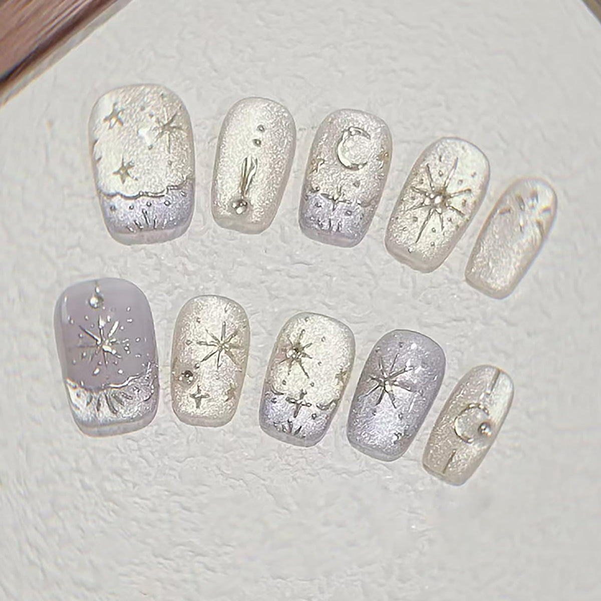 24Pcs Long Square Nude Pink White Nails Press ons Pearl Gold Flower Fake Nails Elegant False Nails Bridal Nails Glue on Luxurious Stick on Nails Casual Work for Girl Women Wedding Formal Occasions