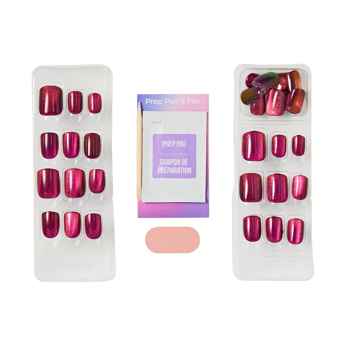 Kiss colorFX by Impress Press On Nails, Levels, 30 No Glue Peel and Stick Nails Kit with IMPROVED Adhesive, Pink Squoval Chrome Effect, Includes Prep Pad, Manicure Stick & Mini File