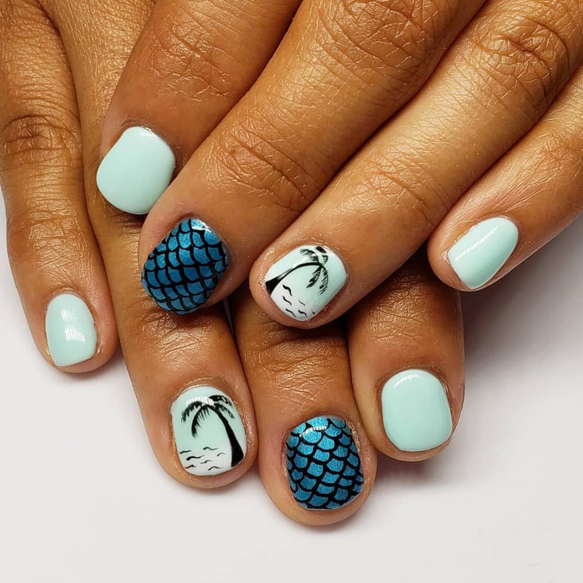 Milky White Press on Nails Medium Square, Pearls Deco Design, 24Pcs