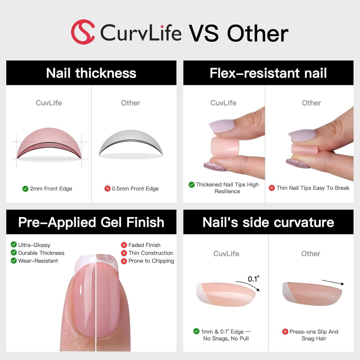 CurvLife Extra Short Oval Press On Nails, Nude Peach Pink, Soft Gel