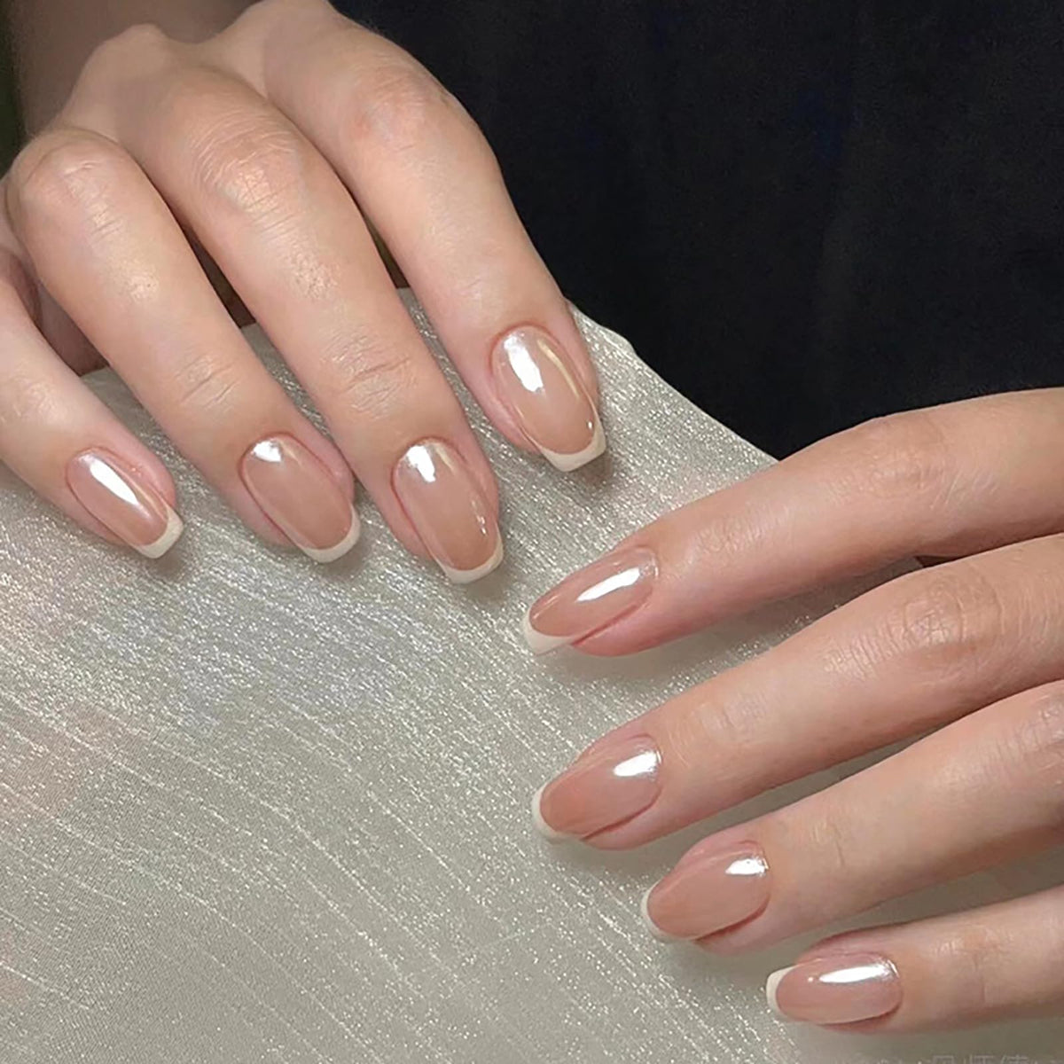 24Pcs Long Square Nude Pink White Nails Press ons Pearl Gold Flower Fake Nails Elegant False Nails Bridal Nails Glue on Luxurious Stick on Nails Casual Work for Girl Women Wedding Formal Occasions