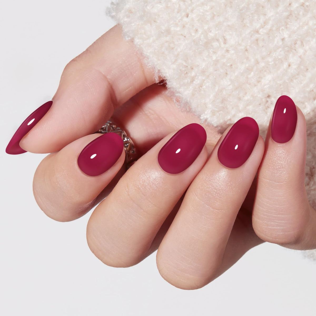 modelones French Tip Press On Nails, Short Oval Fake Nails Nails Press Ons