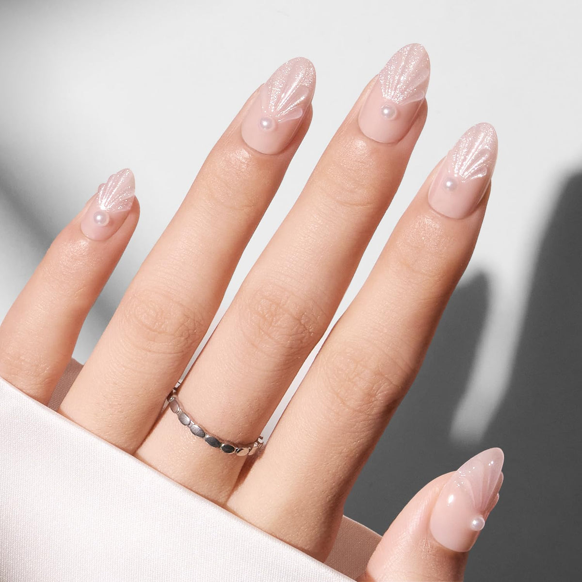 Modelones Extra Short Press on Nails, French Tips Squoval Fake Nails