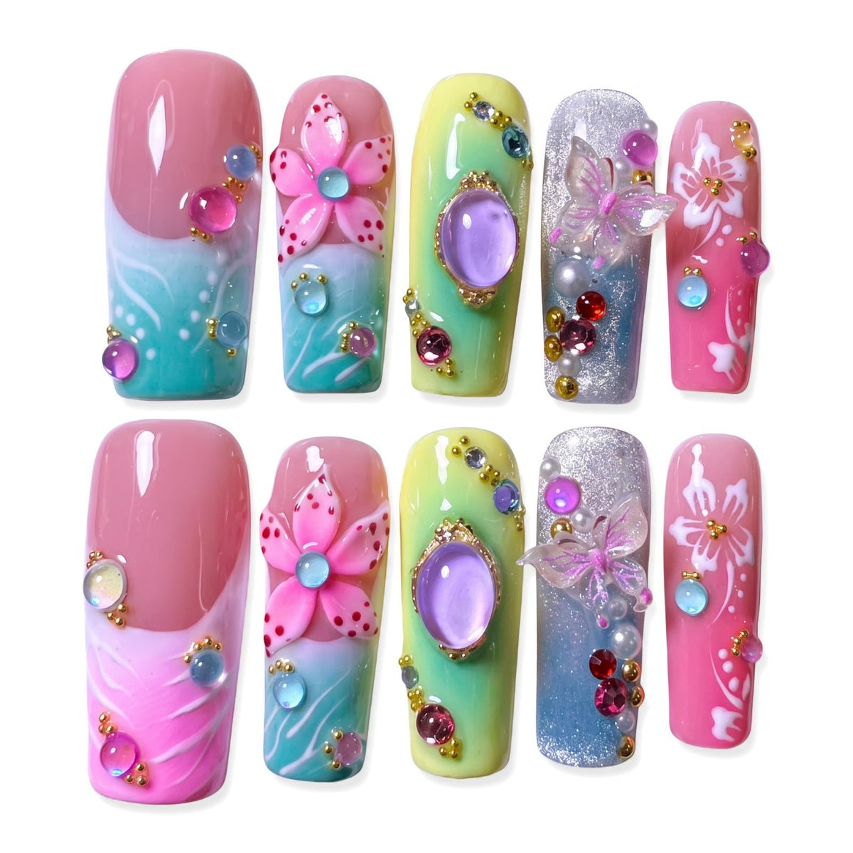 xl Square Handmade Press on Nails Long Luxury Acrylic Fake Nails