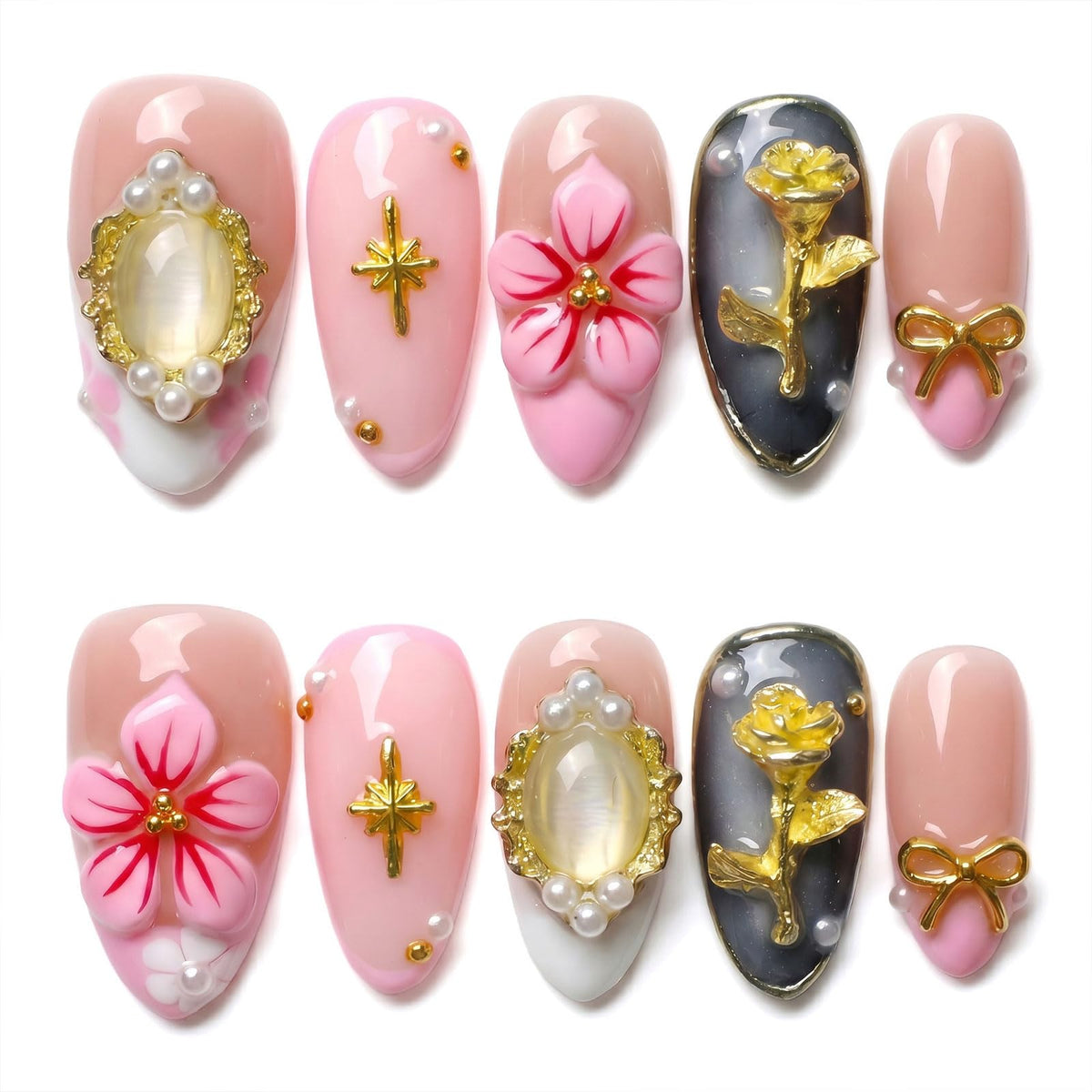 Luxury Handmade Press on Nails Medium Almond (Size M)