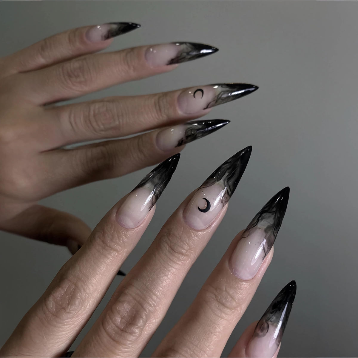 BABALAL Press On Nails, Extra Long Stiletto Fake Nails, Nude Pink, Crystal Rhinestone & Diamond Accents, Glossy Luxury Wedding Party Glue On Nails for Women and Girls 24Pcs